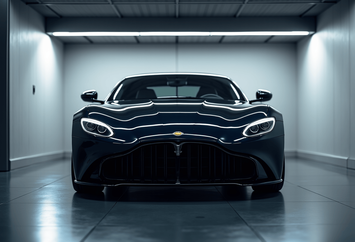 automotive detail shop interior with modern luxury vehicles