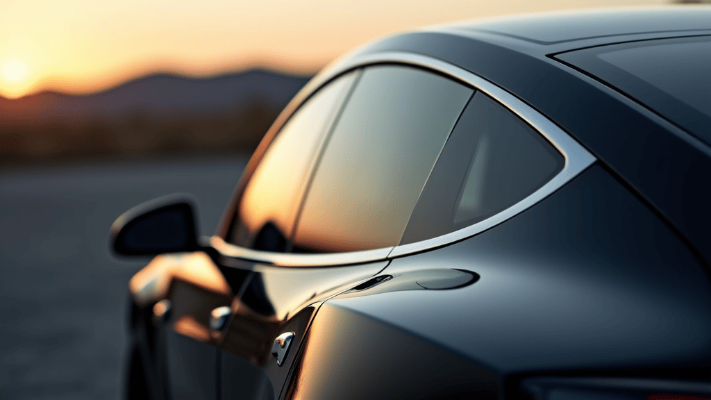 automotive detailer applying xpel ceramic window tint on luxury car windshield