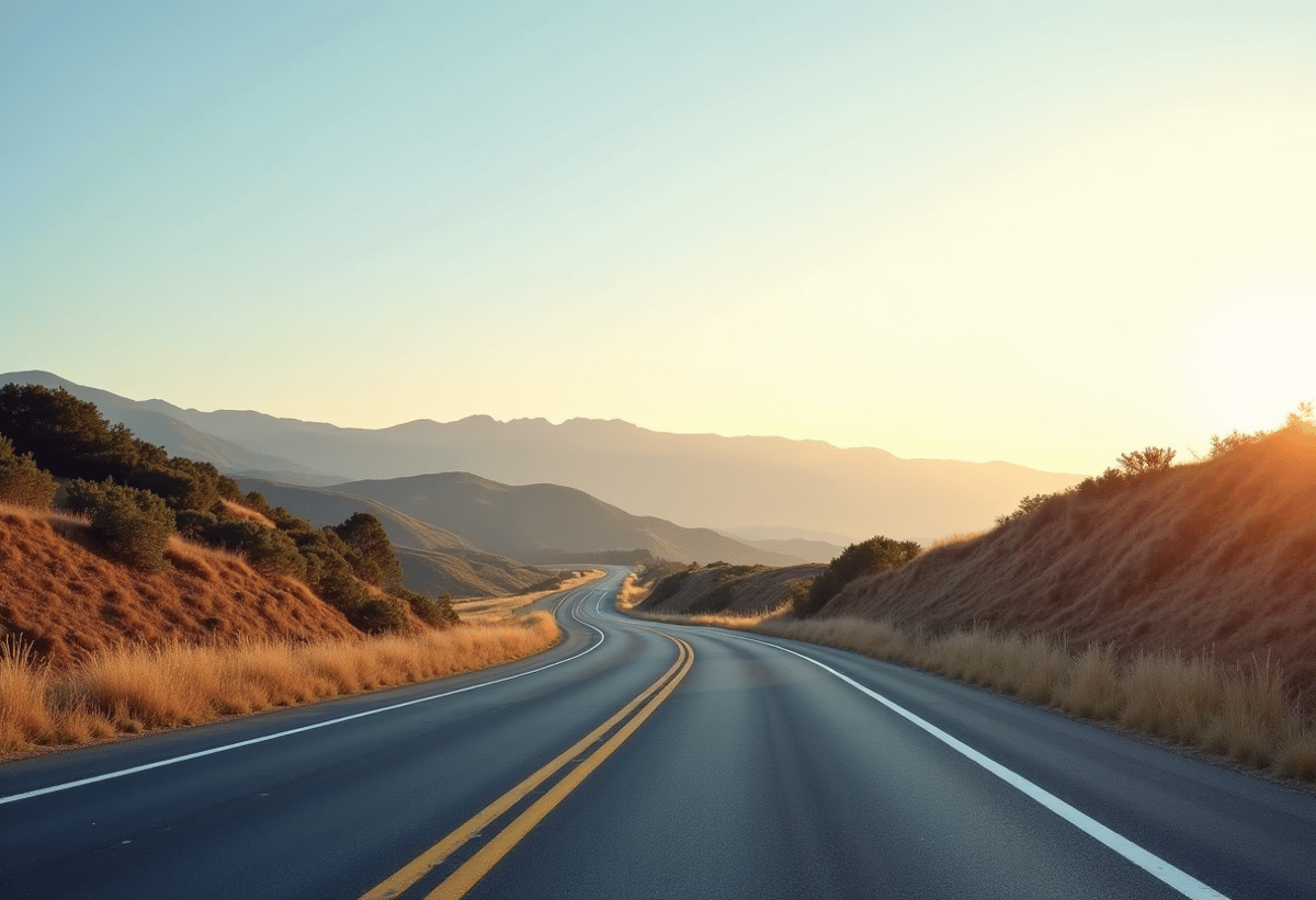 luxury vehicle on a California road with a subtle dark tint