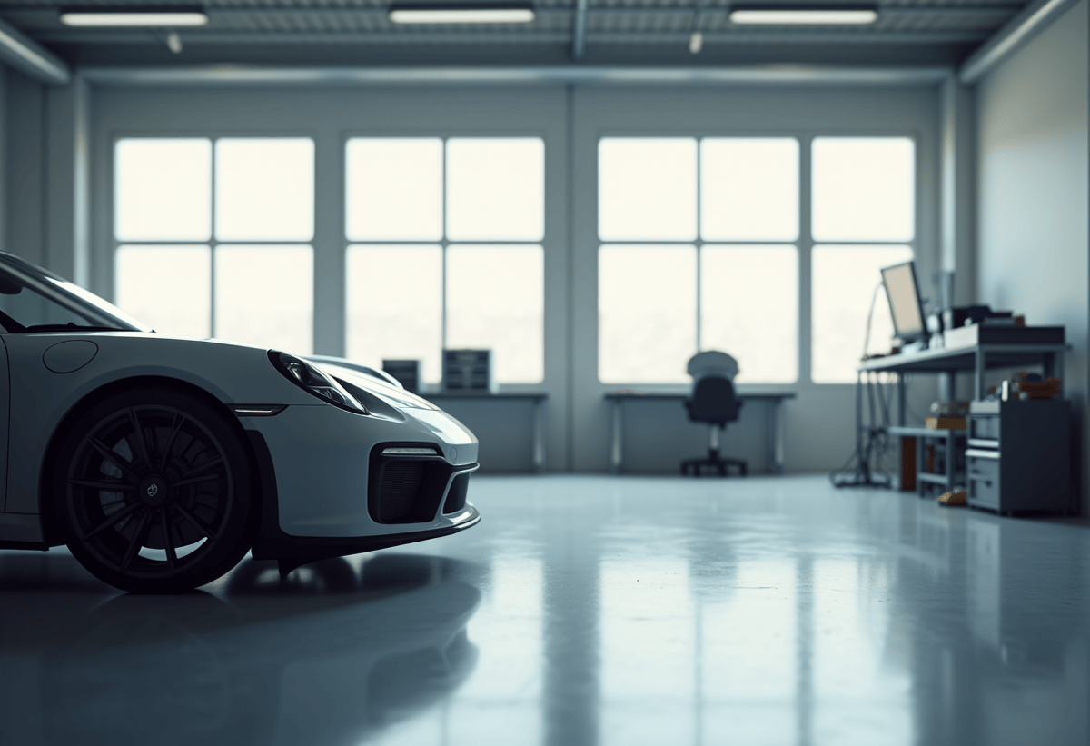 luxury car being prepped for paint protection film in a clean detail shop