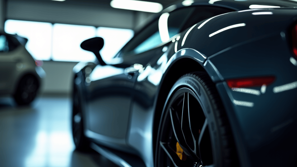 Luxury car being protected with XPEL Paint Protection Film in a clean shop environment