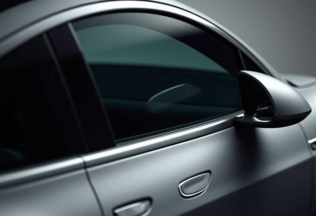 Premium mobile auto window tinting installation in North Hollywood, CA, featuring a luxury vehicle receiving ceramic film application.