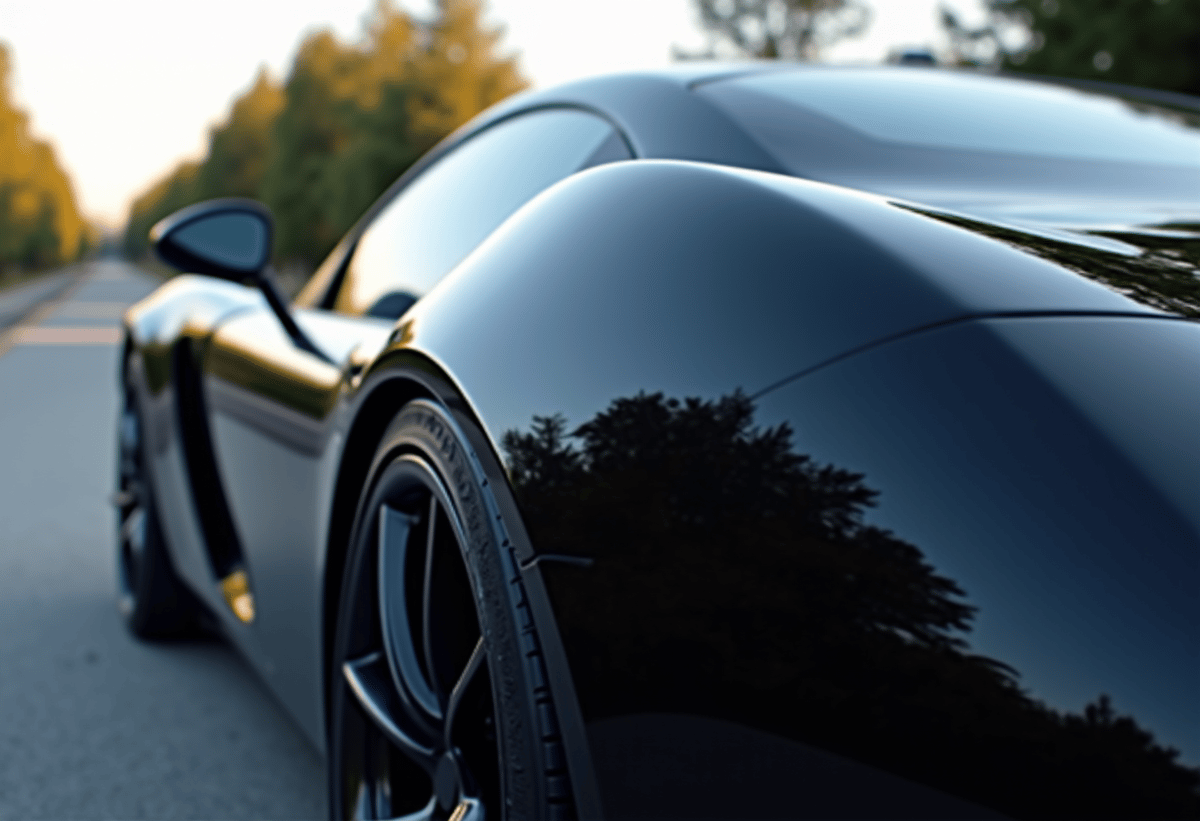 sleek luxury car with high gloss ceramic coating finish