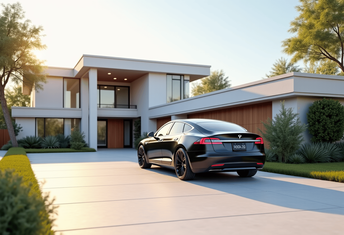 upscale granada hills home with luxury vehicle parked outside