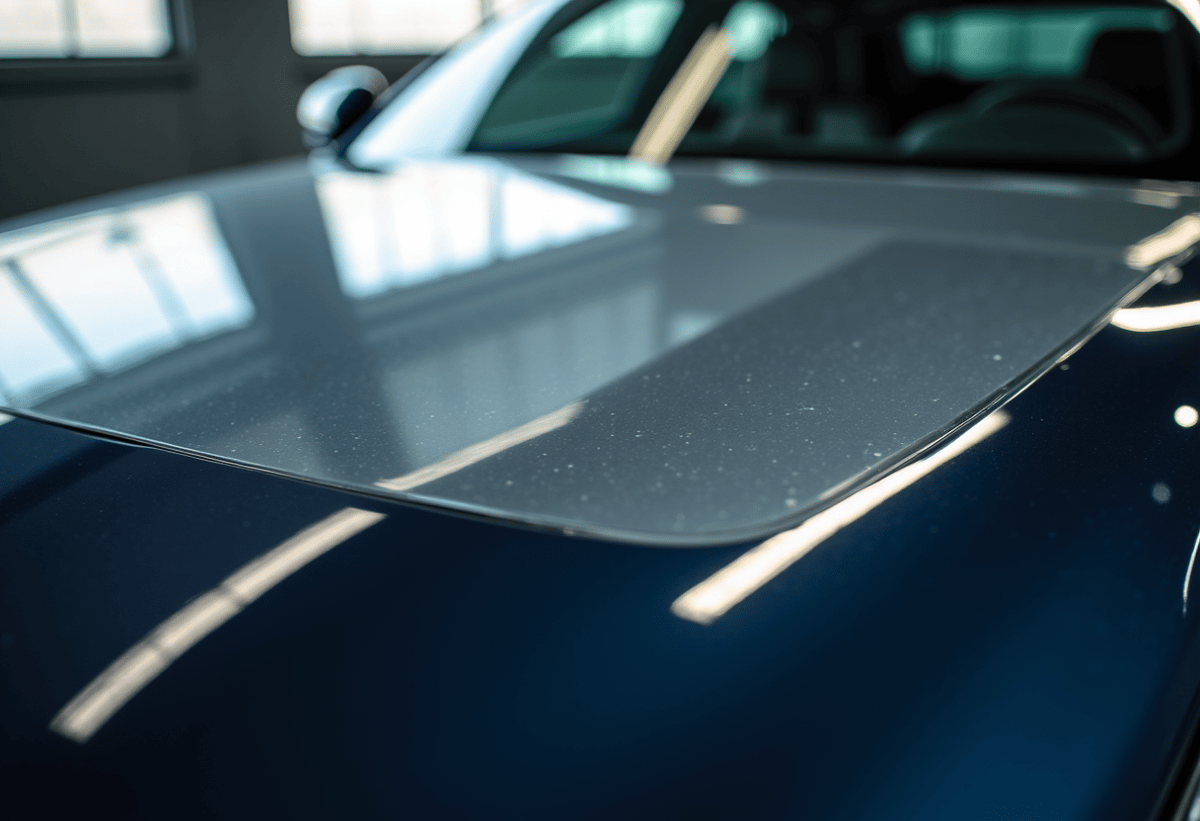 XPEL film installation on luxury car hood