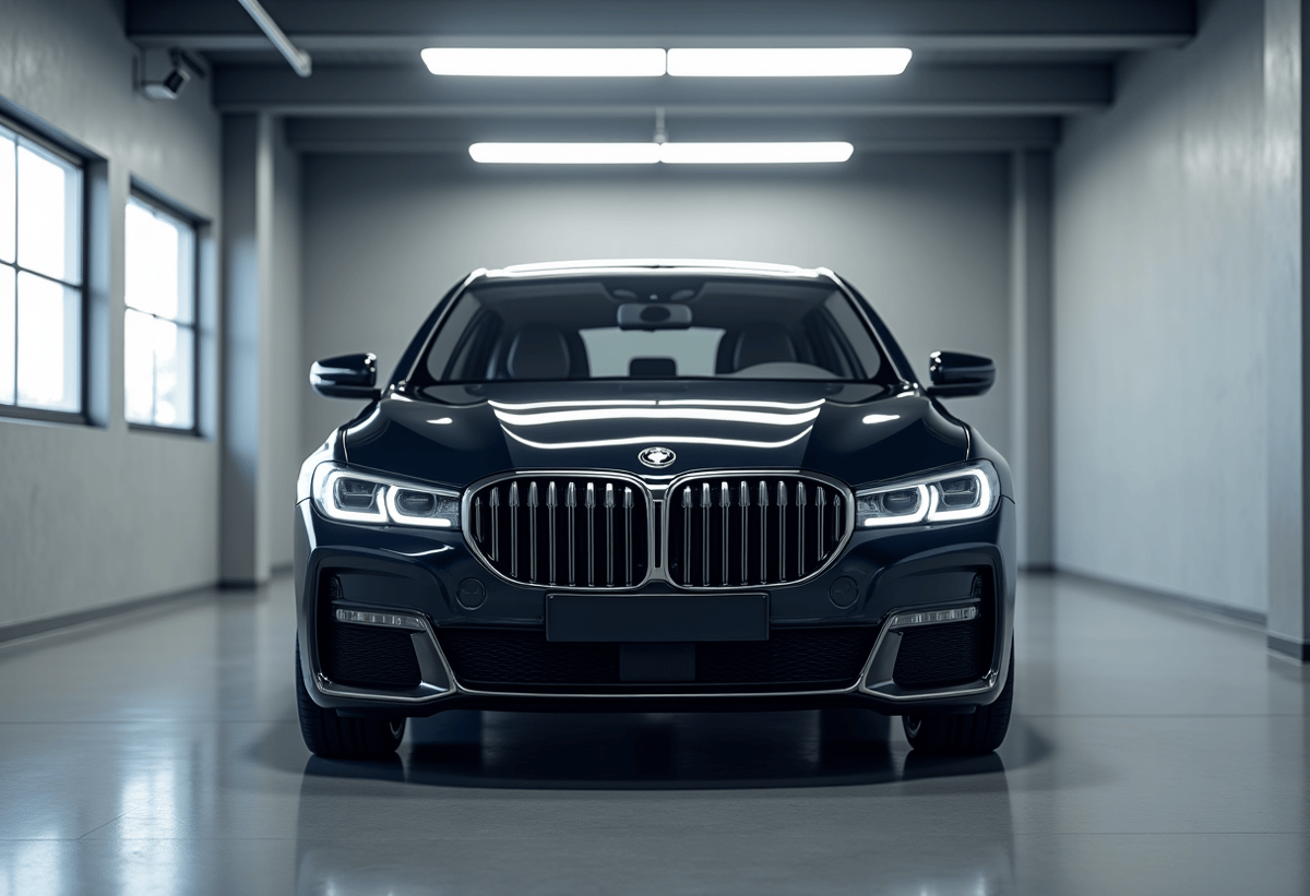 garage interior with a high-end car showcasing professional XPEL PPF application