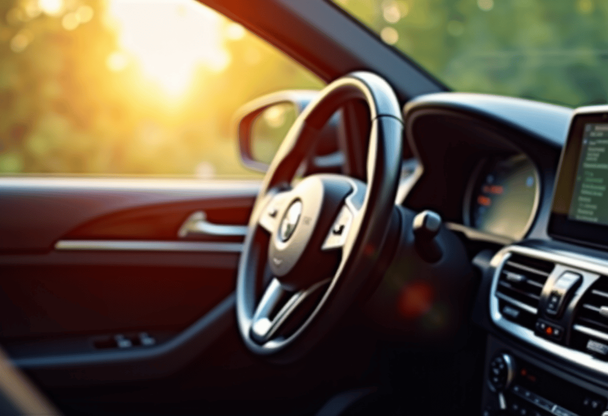 car interior with sun glare and tint showing heat rejection
