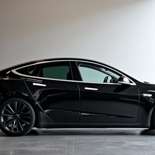 Completed XPEL ceramic window tint on luxury vehicle Valencia CA. A sleek luxury car showcasing its freshly installed XPEL ceramic window tint, with a pristine finish reflecting light and highlighting the enhanced aesthetic and privacy benefits of the treatment.