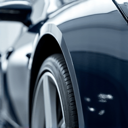Polished luxury sedan with XPEL Clear Bra, parked on a sunlit Tarzana street, reflecting its pristine finish and highlighting the film