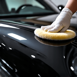 Polishing a Porsche during ceramic coating preparation at Valencia Country Club