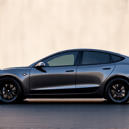 Tesla Model 3 with XPEL Fusion Plus ceramic coating. Glossy red Tesla Model 3 after receiving professional ceramic coating for permanent paint protection.