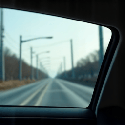Close-up of Tesla Model 3 rear window one-piece tint application in Porter Ranch
