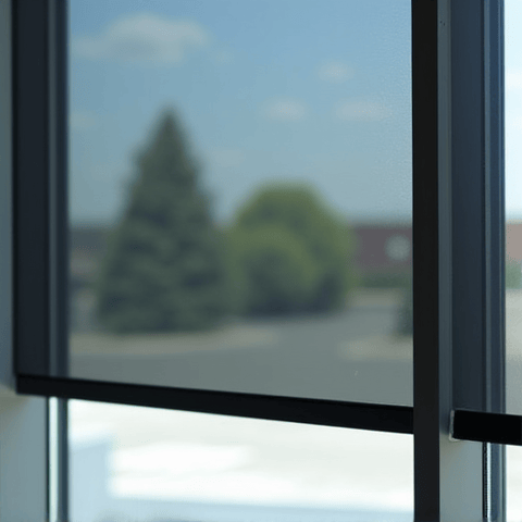 Office building solar window film installation on Tourney Road in Santa Clarita. This image highlights the application of commercial solar window film to reduce heat gain and improve interior comfort, demonstrating a key benefit of commercial glass tint.