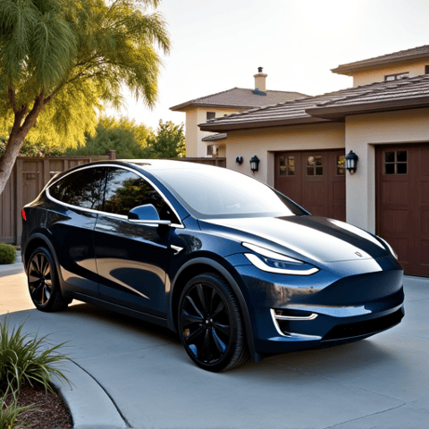Luxury SUV undergoing mobile window tint installation in a Porter Ranch driveway. Showing the convenience of on-site service near Mason Ave, with expert application of XPEL Prime XR Plus for optimal UV and heat protection.