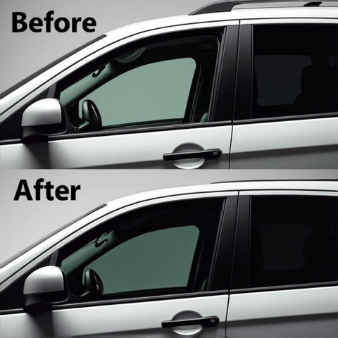 Before and after comparison of standard window tint application, showing dramatic heat and glare reduction achieved quickly.