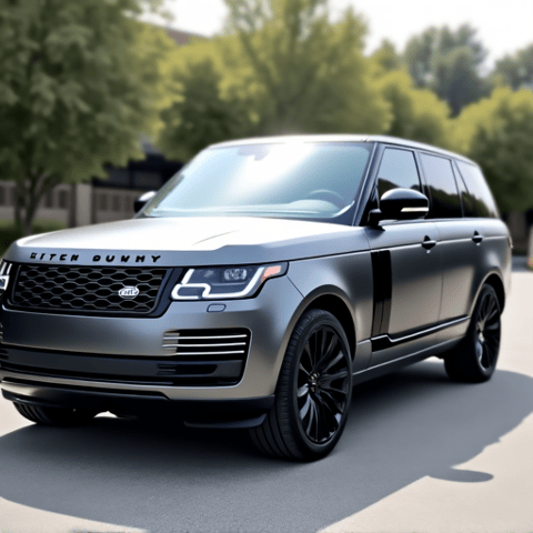 Tarzana Luxury SUV Full Body XPEL Stealth Wrap at Tarzana Safari Walk. A sleek grey luxury SUV with a full XPEL Stealth PPF wrap, providing a satin finish and ultimate protection, near Tarzana Safari Walk, showcasing our specialized services.