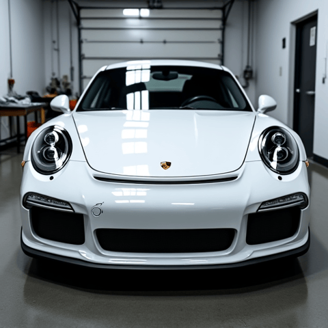 Tarzana Sport Car XPEL Paint Protection Film Installation. Professional applying XPEL PPF to the front bumper of a high-performance sports car, highlighting precision and attention to detail, a common sight in Tarzana