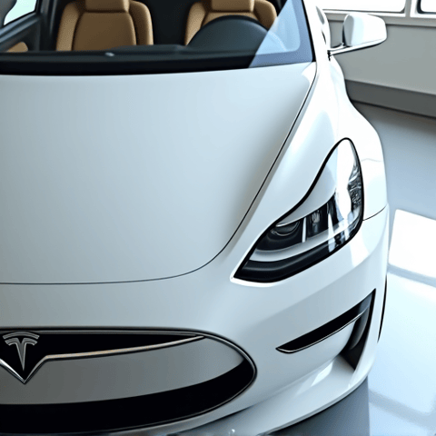 Tarzana Tesla XPEL Ultimate Plus Paint Protection Film. White Tesla Model S protected with XPEL Ultimate Plus PPF, showcasing a flawless finish, parked near Ventura Blvd, highlighting our luxury vehicle PPF services in Tarzana.