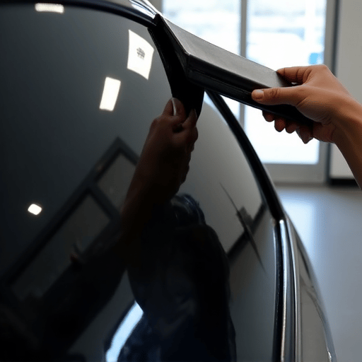 Castaic window tinting expert installing XPEL ceramic on SUV in front of California mountains