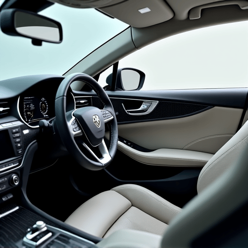 Luxury car interior with leather seats protected by UV filtering window tint, preventing fading and cracking in the Granada Hills sun.