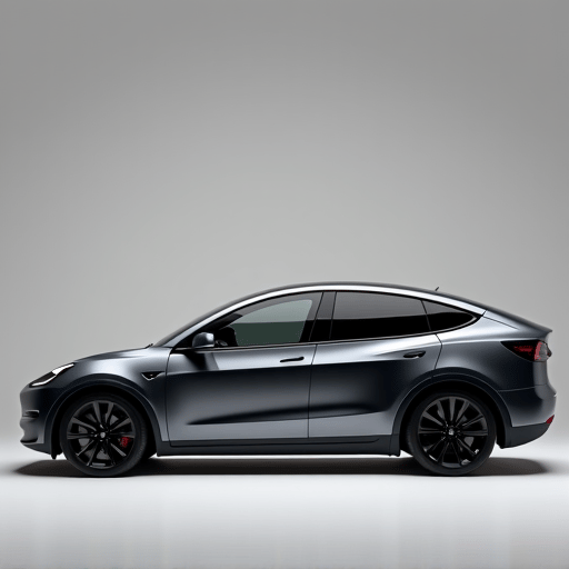 Tesla Model Y with newly installed ceramic window tint showcasing sleek look and heat rejection properties.