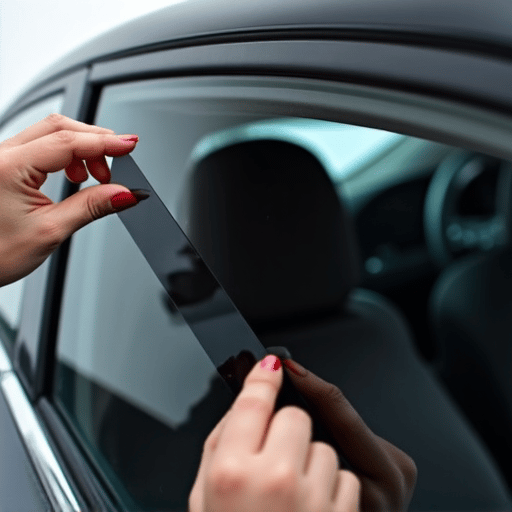 Technician applying XPEL ceramic window tint in Tarzana, California