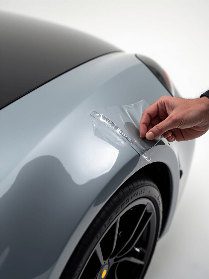 clear bra specialist applying XPEL PPF to a luxury car in Glendale