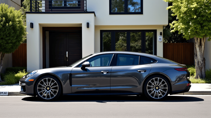 Porsche Panamera receiving mobile window tinting service in Pasadena