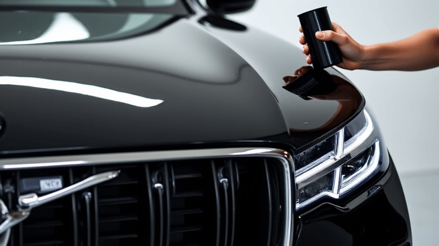 Professional application of premium ceramic coating on a luxury vehicle in Studio City.