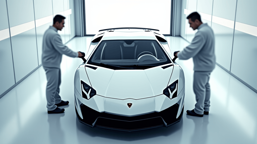 XPEL Paint Protection Film Installation Specialist with a Sports Car