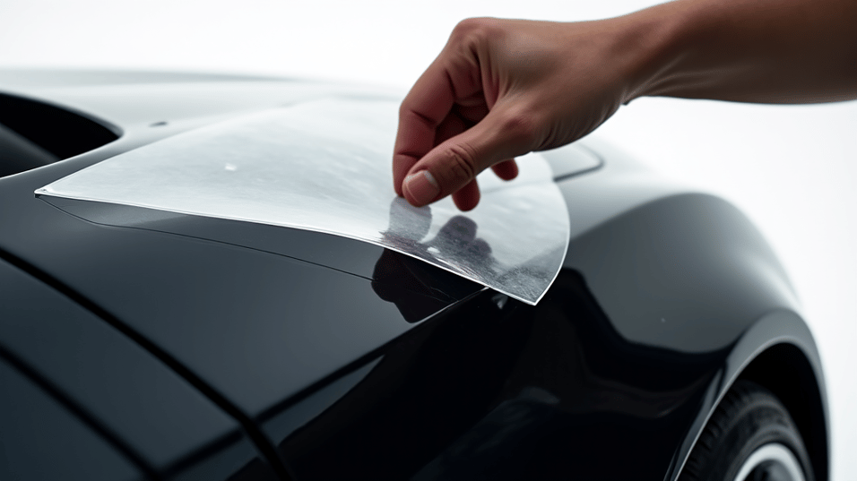 Glendale car PPF professionals installing clear bra on luxury vehicle in clean room