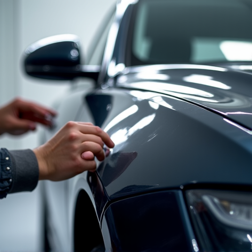 Classic car receiving meticulous paint protection film application in Santa Clarita, preserving its timeless beauty for future generations.