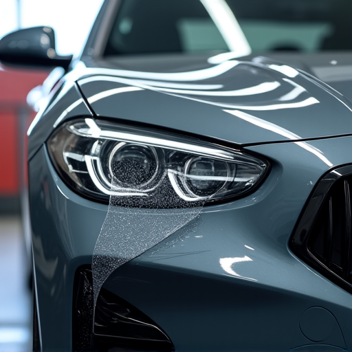 XPEL Clear Bra Installation on a luxury car with a technician applying film, showcasing attention to detail and protecting the vehicle's paint from debris on Woodland Hills roads.