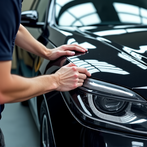 XPEL PPF installation process on a luxury car with specialized tools in Woodland Hills.