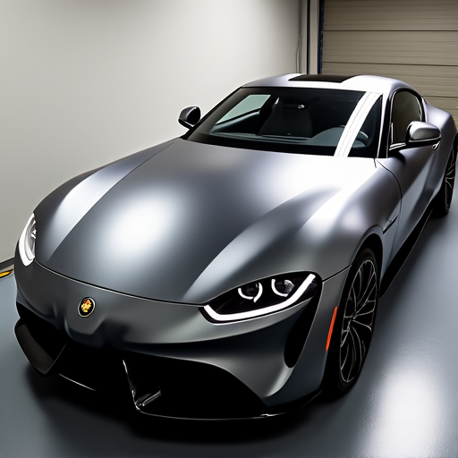 Stunning transformation of a luxury vehicle in Northridge with XPEL Stealth PPF, showcasing a deep, satin-matte finish. The image highlights the before-and-after effect of a clear bra application, enhancing the car's aesthetic while providing superior protection.